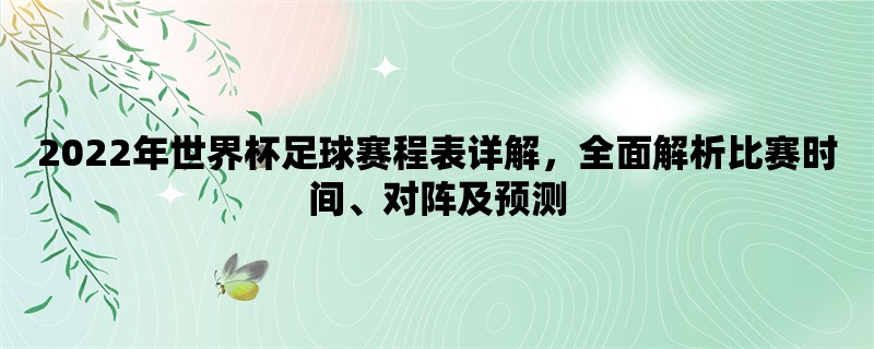 2022年世界杯足球赛程表详解，全面解析比赛时间、对阵及预测