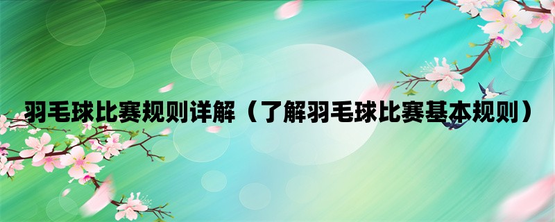 羽毛球比赛规则详解（了解羽毛球比赛基本规则）