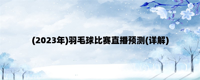 (2023年)羽毛球比赛直播预测(详解)