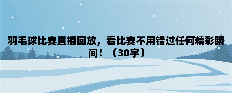 羽毛球比赛直播回放，看