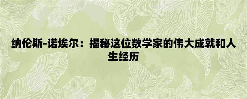 纳伦斯-诺埃尔：揭秘这位数学家的伟大成就和人生经历