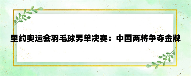 里约奥运会羽毛球男单决赛：中国两将争夺金牌