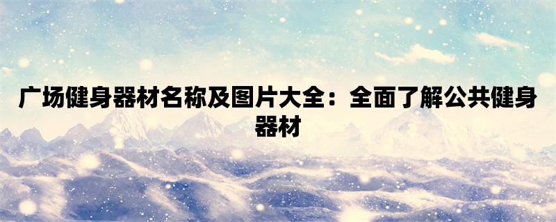 广场健身器材名称及图片大全：全面了解公共健身器材