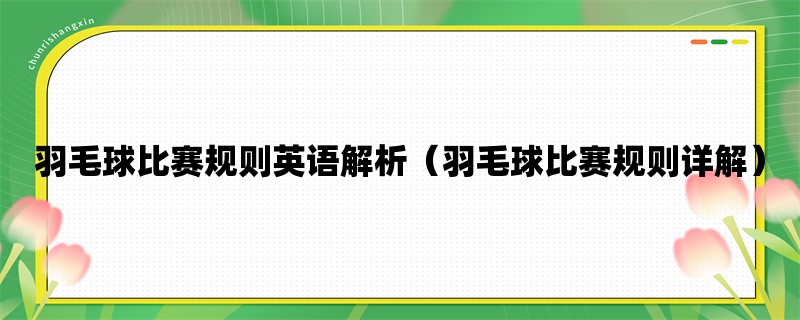 羽毛球比赛规则英语解析（羽毛球比赛规则详解）