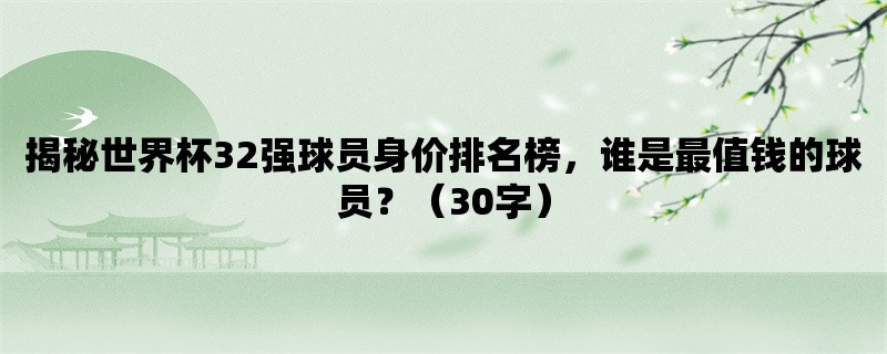 揭秘世界杯32强球员身价