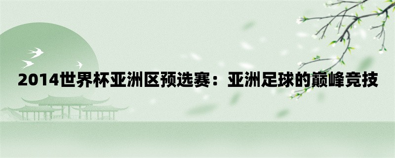 2014世界杯亚洲区预选赛：亚洲足球的巅峰竞技