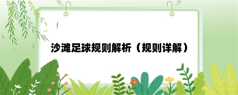 沙滩足球规则解析（规则