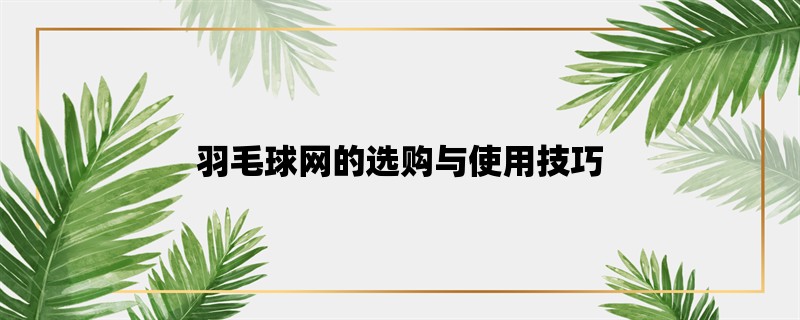 羽毛球网的选购与使用技