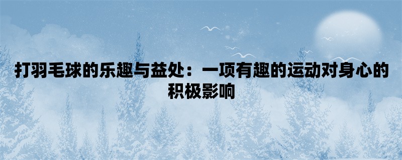 打羽毛球的乐趣与益处：