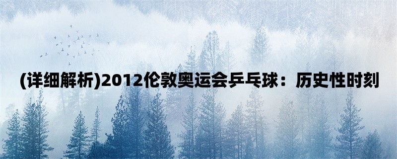 (详细解析)2012伦敦奥运会