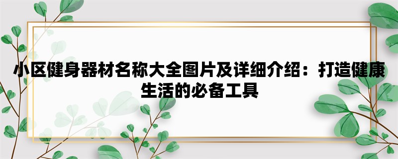 小区健身器材名称大全图片及详细介绍：打造健康生活的必备工具