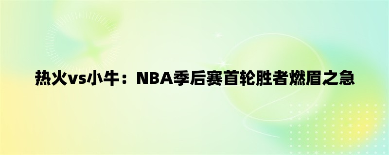 热火vs小牛：NBA季后赛首