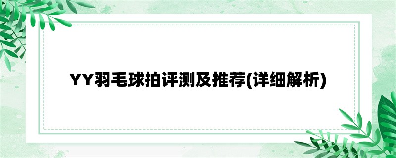 YY羽毛球拍评测及推荐