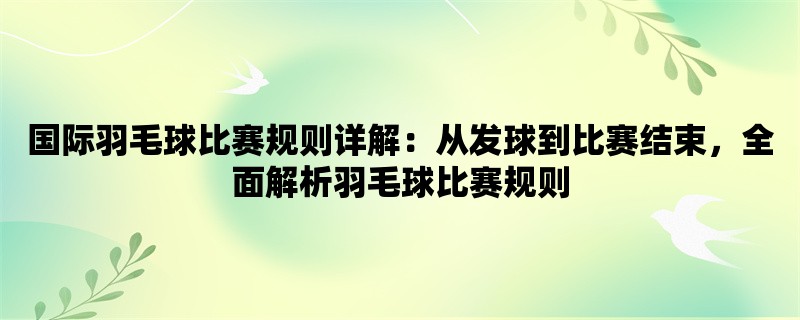 国际羽毛球比赛规则详解：从发球到比赛结束，全面解析羽毛球比赛规则