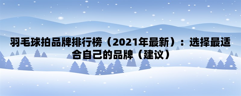 羽毛球拍品牌排行榜（