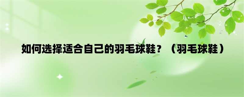 如何选择适合自己的羽毛球鞋？（羽毛球鞋）