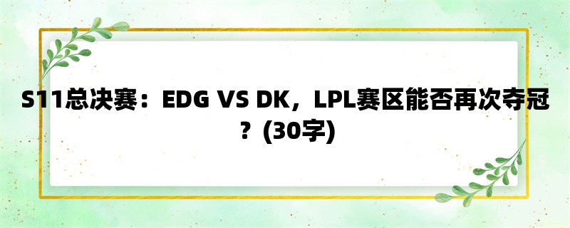 S11总决赛：EDG VS DK，LPL赛区能否再次夺冠？