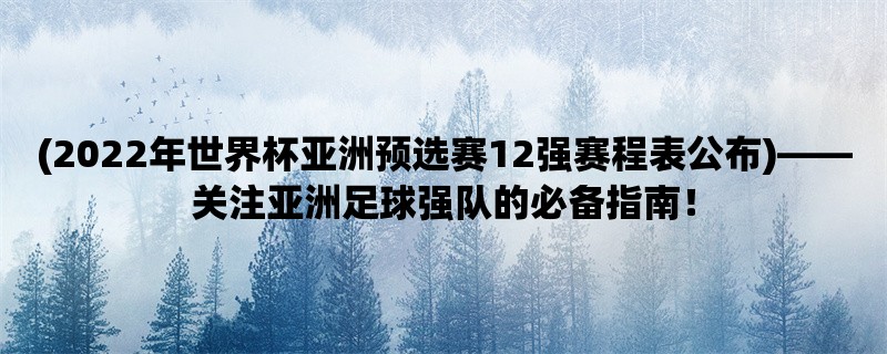 (2022年世界杯亚洲预选赛12强赛程表公布)，关注亚洲足球强队的必备指南！