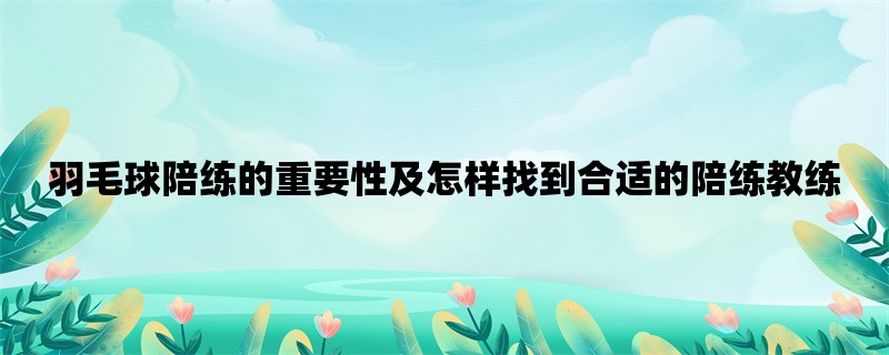 羽毛球陪练的重要性及怎样找到合适的陪练教练