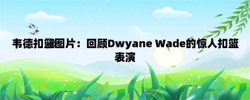 韦德扣篮图片：回顾Dwyane Wade的惊人扣篮表演