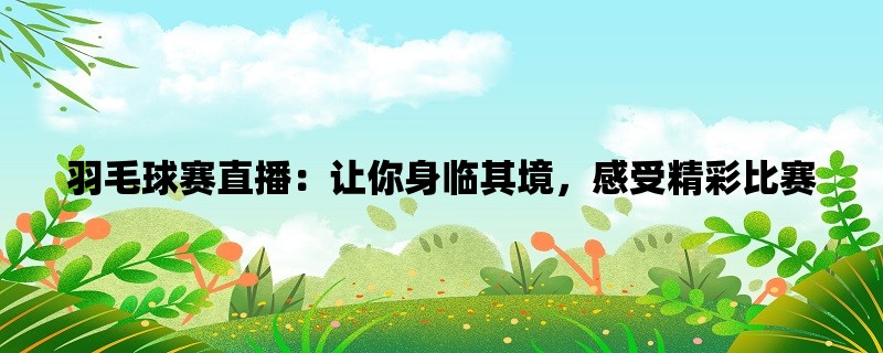 羽毛球赛直播：让你身临其境，感受精彩比赛